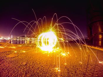Firework display at night