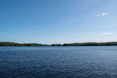 Scenic view of lake against blue sky