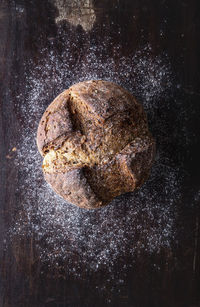 High angle view of bread on table