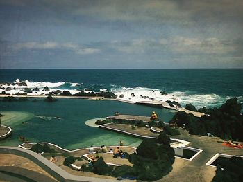View of sea against cloudy sky