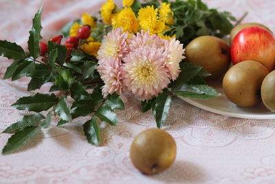 Close-up of fruits on table