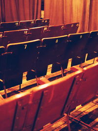 Close-up of chairs in room