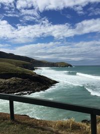 Scenic view of sea against cloudy sky