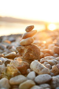 Close-up of stones on beach