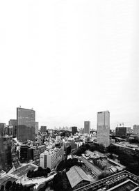 Cityscape against clear sky