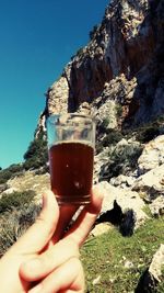Delicious cup of tea in the middle of the mountain