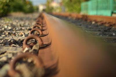 Close-up of railroad track