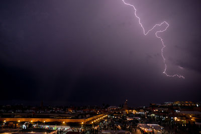 Aerial view of illuminated city against sky at night