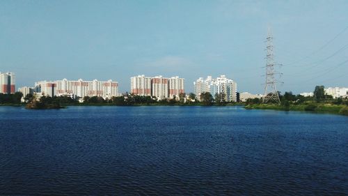 City skyline against clear sky