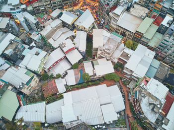 High angle view of buildings in city