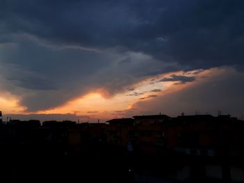 Silhouette buildings against sky during sunset