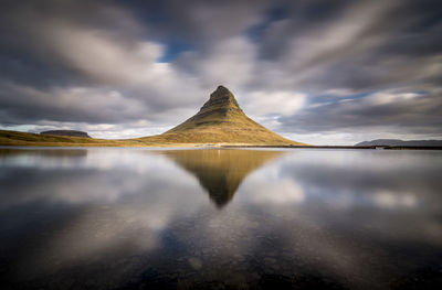 Reflection of clouds in lake water