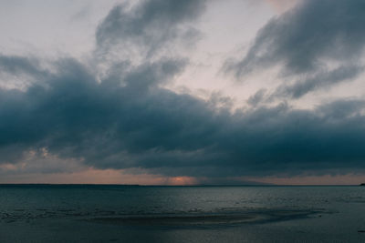 Scenic view of sea against cloudy sky