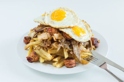 Close-up of breakfast served in plate