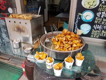 High angle view of food on table