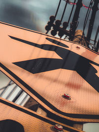 High angle view of railing on table