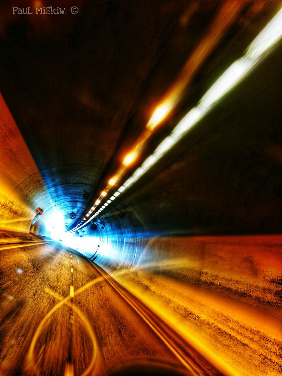 LIGHT TRAILS IN TUNNEL