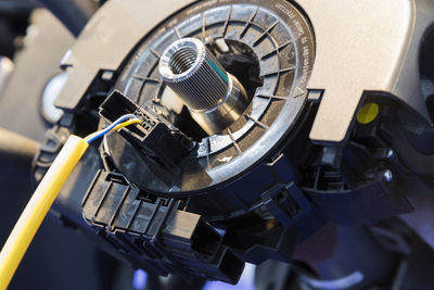 High angle view of machine part