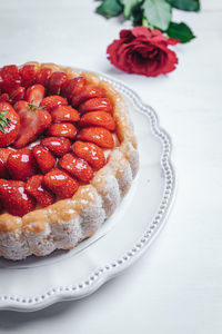 High angle view of cake on plate