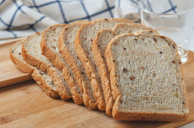 High angle view of bread on table