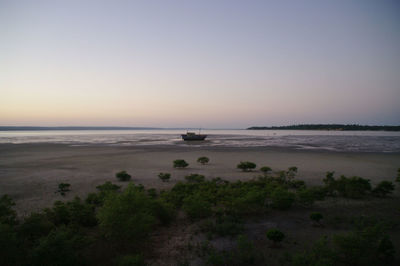 Scenic view of sea against clear sky