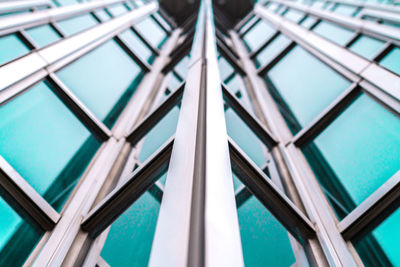 Low angle view of glass window of building