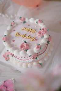 Close-up of vintage birthday cake