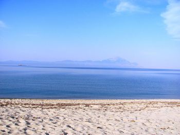 Scenic view of sea against blue sky