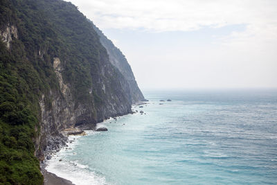 Shimizu cliff reef rocks at the coast of pacific ocean in hualien county, taiwan.