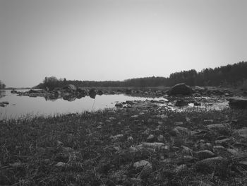 Scenic view of land against clear sky