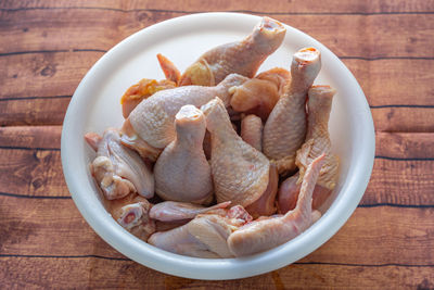 High angle view of food in bowl on table