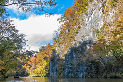 Scenic view of lake against sky during autumn