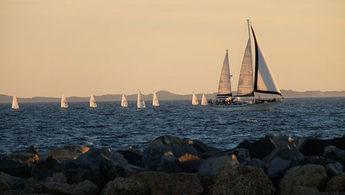 Scenic view of sea at sunset