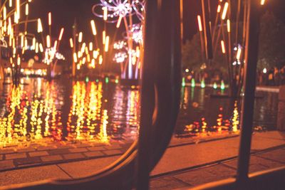 View of illuminated city at night