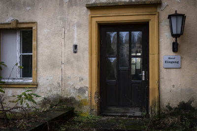 Closed door of old building