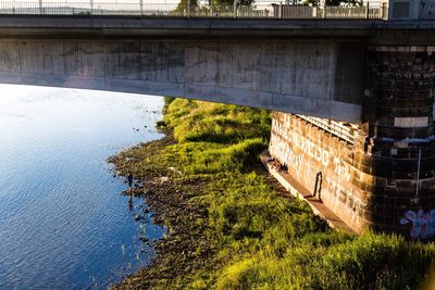 High angle view of bridge over river against sky