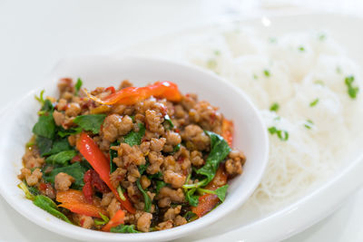 Close-up of meal served in plate