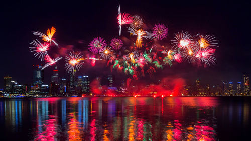 Firework display at night