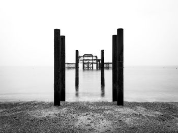 Scenic view of sea against clear sky