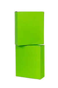 Close-up of green box against white background