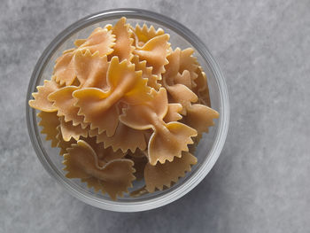 Close-up of farfalle pasta in bowl