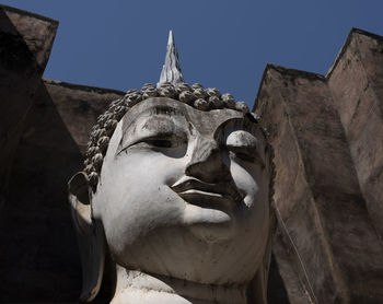 Low angle view of statue against clear sky