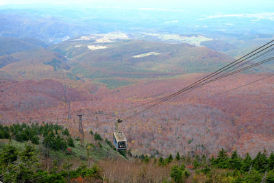 High angle view of overhead cable car