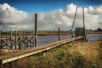 Bridge over river against sky