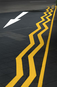 High angle view of people on road