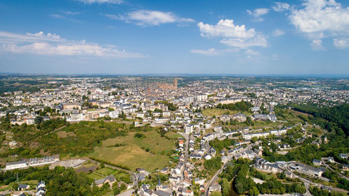 High angle view of townscape against sky