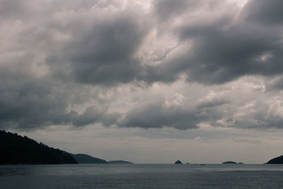 Scenic view of sea against cloudy sky