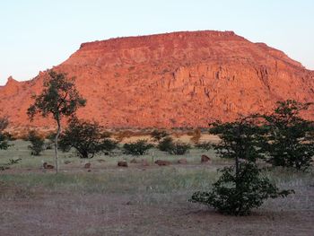 Scenic view of mountain against clear sky