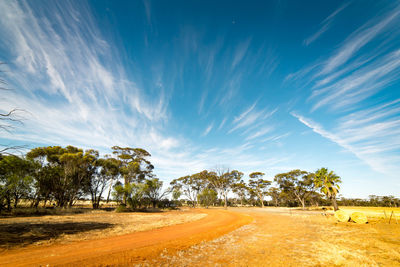 Road amidst field against sky