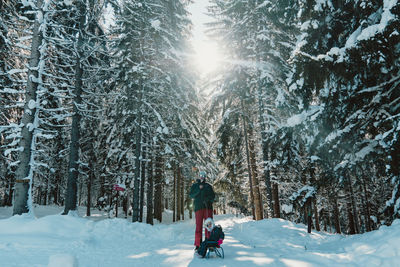 Man skiing on snow